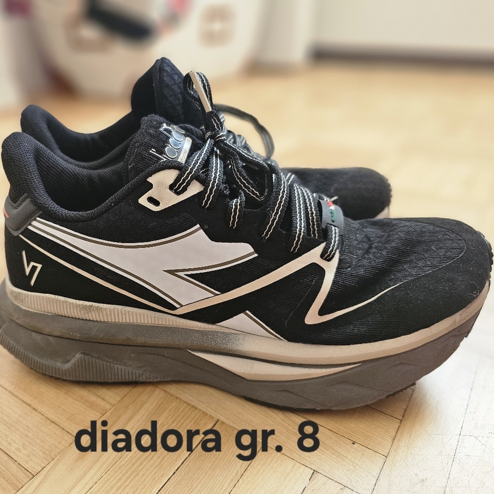 Diadora Black and White Athletic Shoes